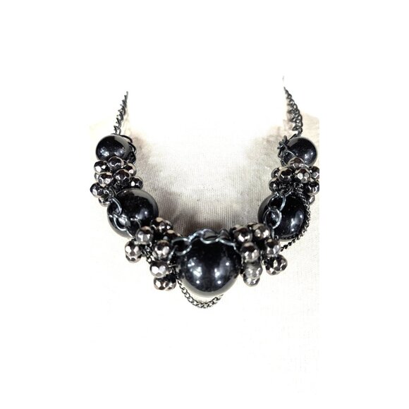 Vintage black chunky beaded chain choker necklace - Picture 3 of 4